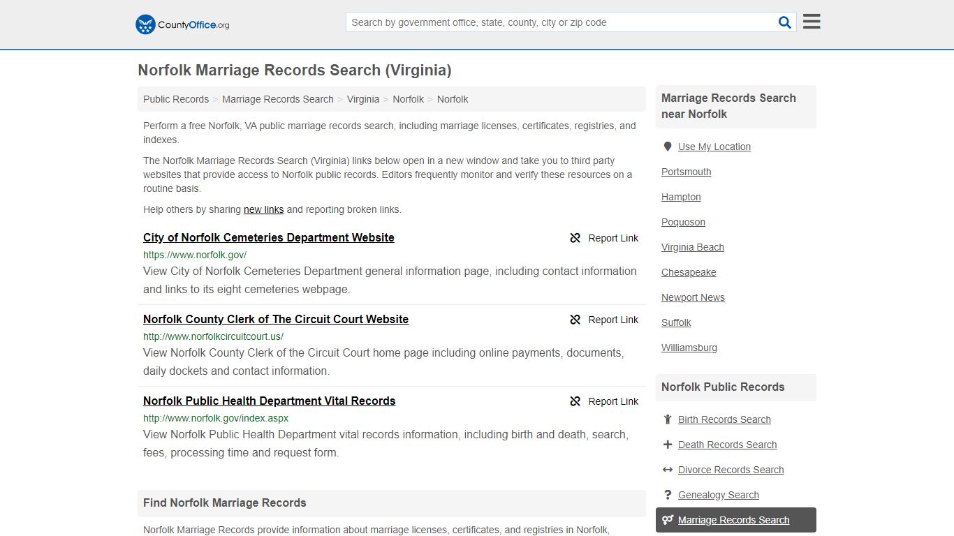 Norfolk Va Marriage Records